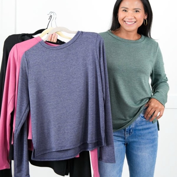 Blue Long Sleeve Relaxed Top - Picture 5 of 5